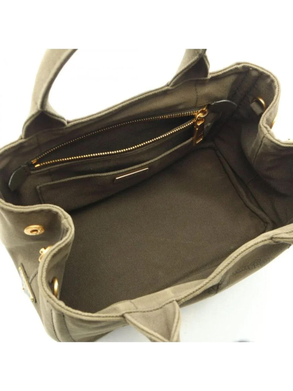 Prada Tote Canapa Khaki Canvas Mini